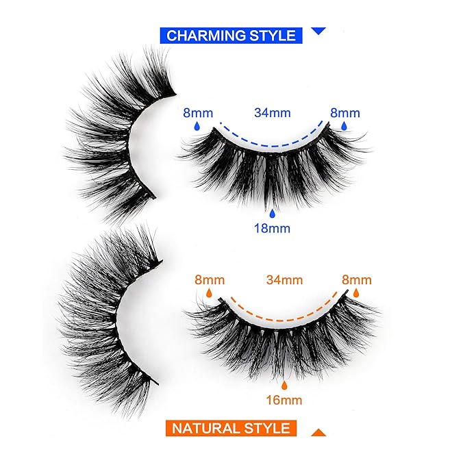 JIMIRE 20 Pairs False Eyelashes 2 Styles Mixed Fluffy Eyelashes Natural Volume Wispy Faux Mink Lashes Pack-FemmiqueWomen