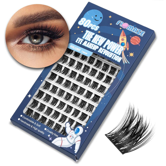 Lash Clusters 80 Clusters DIY Eyelash Extension Volume Lightweight Comfortable Handmade Reusable Individual Lashes False Eyelashes DIY at Home (Volume-14mm)-FemmiqueWomen