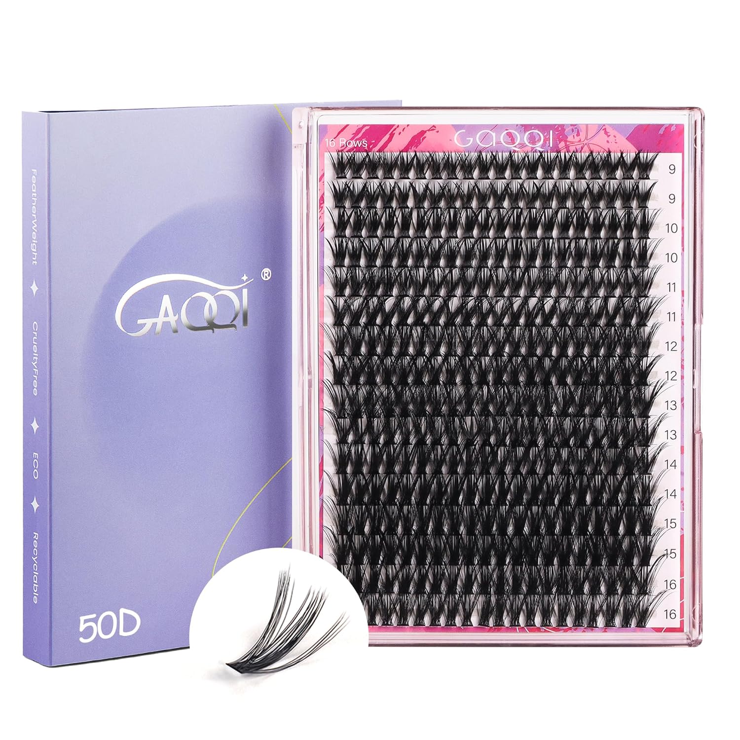 GAQQI Lash Clusters 320Pcs Individual Lashes 50D Mixed 9-16mm Eyelash Clusters C Curl Lash Clusters Look Like Mink Eyelash Extensions Thin Band Soft to Use Self Application(50D-CMIX)-FemmiqueWomen