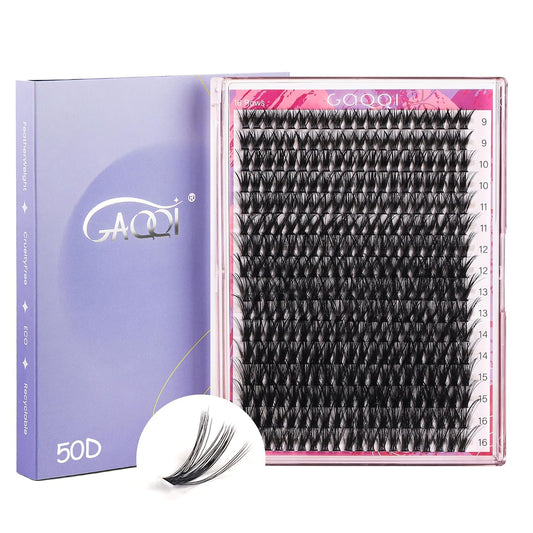GAQQI Lash Clusters 320Pcs Individual Lashes 50D Mixed 9-16mm Eyelash Clusters C Curl Lash Clusters Look Like Mink Eyelash Extensions Thin Band Soft to Use Self Application(50D-CMIX)-FemmiqueWomen