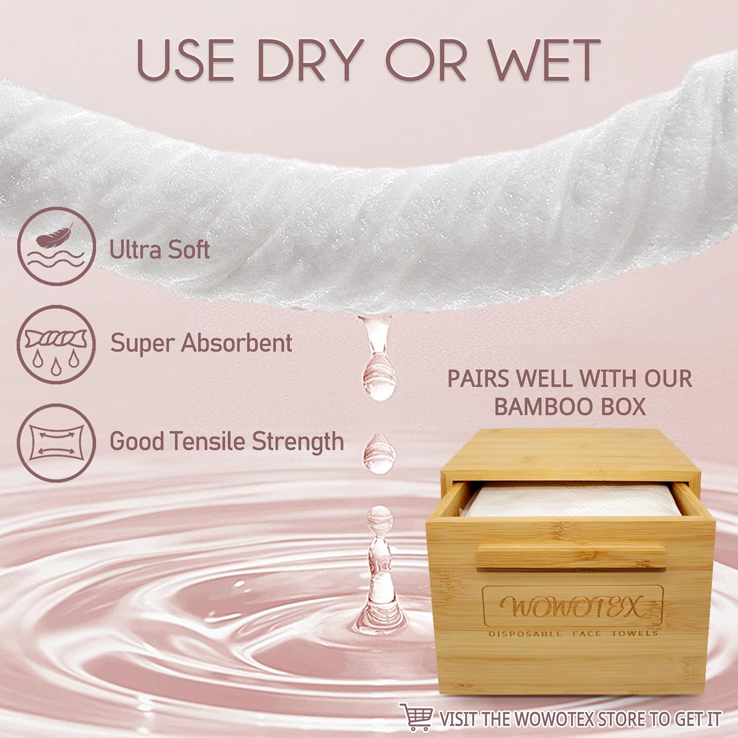 100% Cotton Disposable Face Towel 100 Count 10x12 Inch | Biodegradable Thick Soft One Time Use Dry Wipes for Sensitive Skin, Baby Care, Facial Cleaning, Makeup Removal-FemmiqueWomen