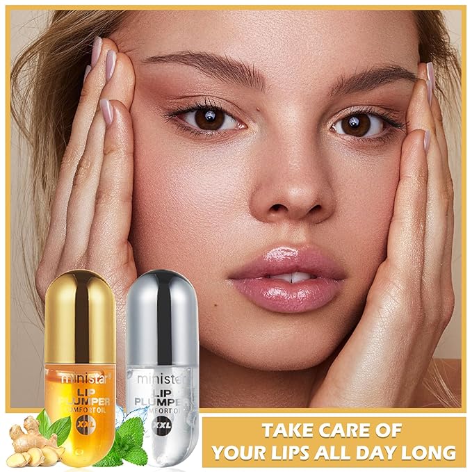 2PCS Lip Plumper Gloss Plumping Lip Gloss Set Natural Moisturizing Lip Plumping Gloss Daily Lip Care Products Lip Plumper Set for Women-FemmiqueWomen