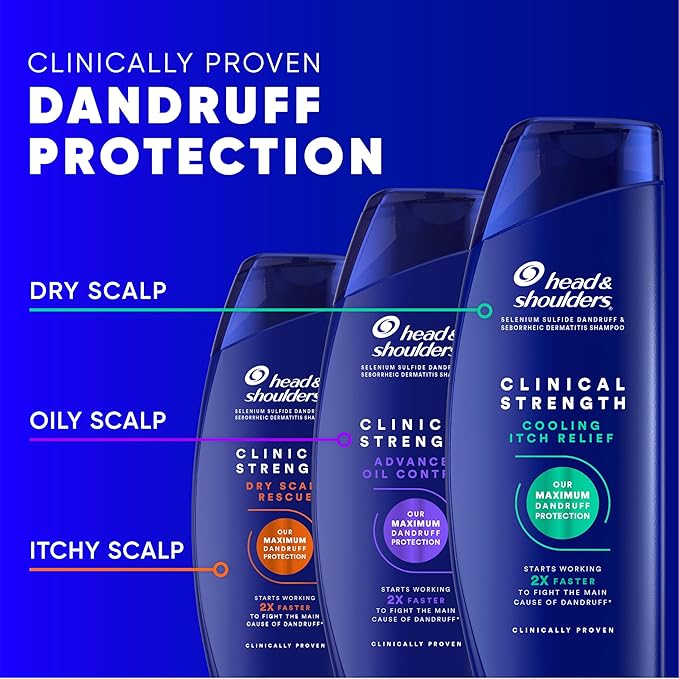 Head & Shoulders Clinical Dandruff Shampoo Twin Pack, Prescription Strength, Oil & Flake Control, Seborrheic Dermatitis Relief, Citrus, 13.5 Fl Oz Each (Set of 2)-FemmiqueWomen