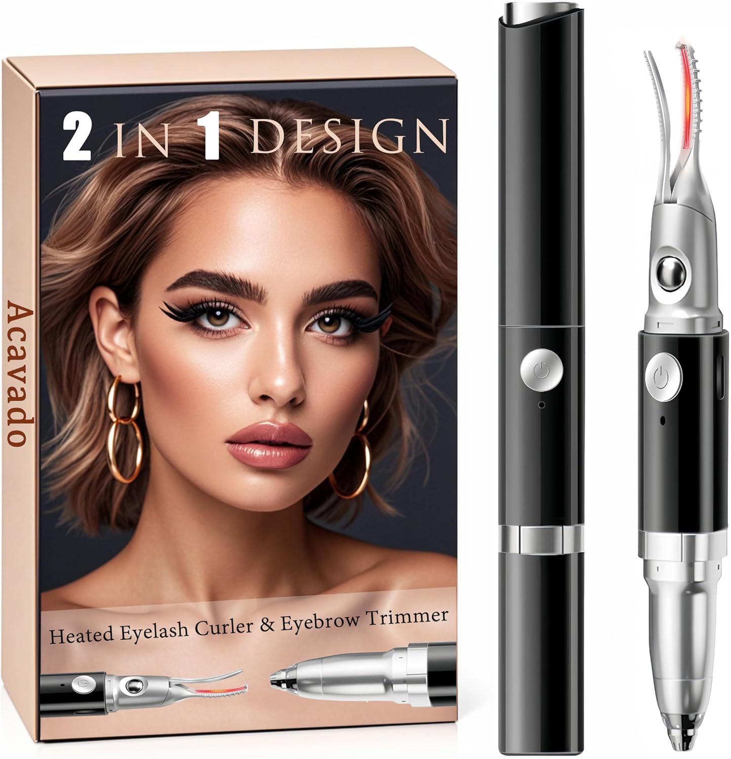 2 in 1 Heated Eyelash Curlers and Eyebrow Trimmer for Women, Electric Eyelash Curler with 2 Temperature Modes Anti-Burn USB Rechargeable Heated Eyelash Curler, Ideal Gift for Women XIN613-FemmiqueWomen