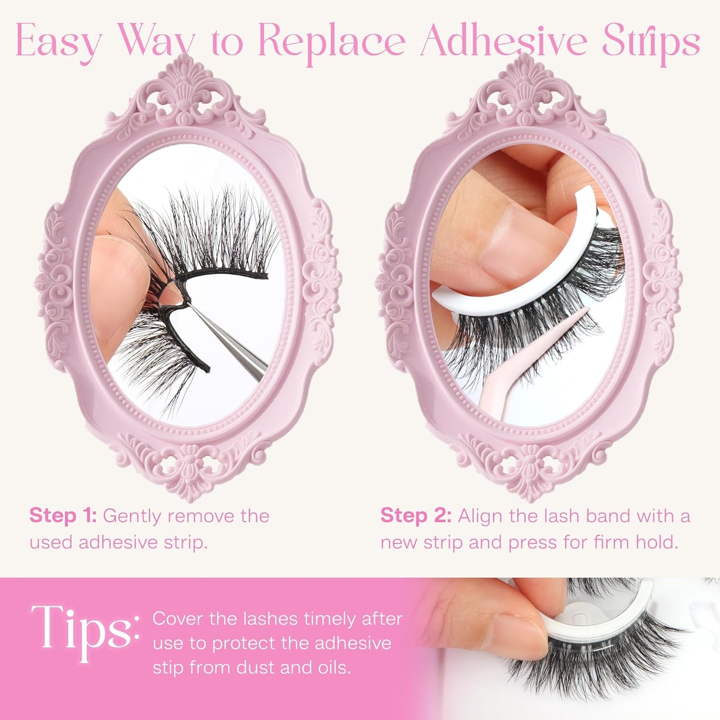 CALAILIS Self Adhesive Eyelashes 5 Pairs Natural Look Press On Lashes No Glue Need Eyelashes Reusable Cat Eye Wispy Self-adhesive False Lashes with Replacement Adhesive Strips (C130)-FemmiqueWomen