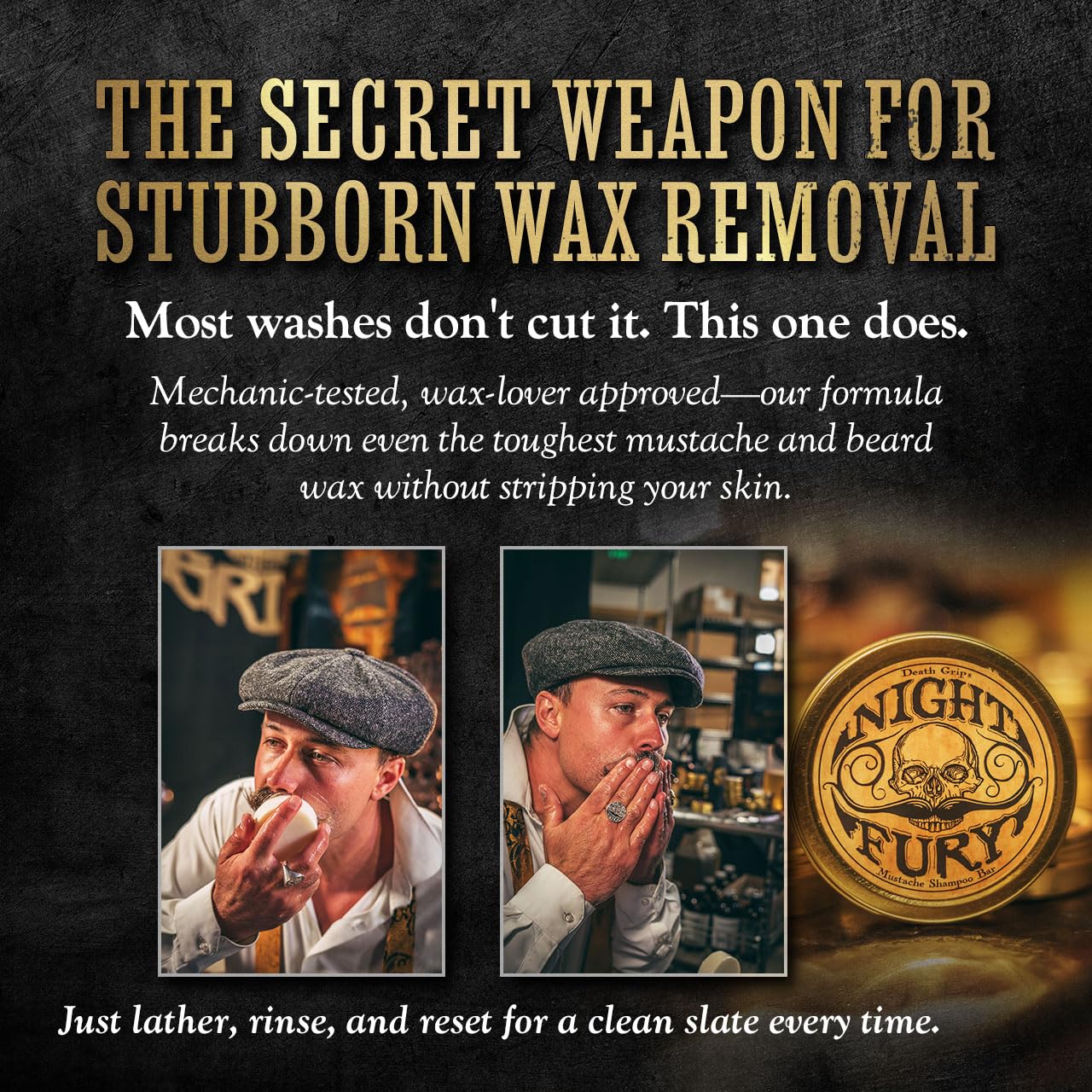 Night Fury Beard & Mustache Wash Bar – Citrus Scent – Gentle Lathering Face Soap for Men – Deep Clean, Softens Facial Hair, Removes Wax Build-Up – Natural Ingredients – Grooming Bar in Travel Tin-FemmiqueWomen