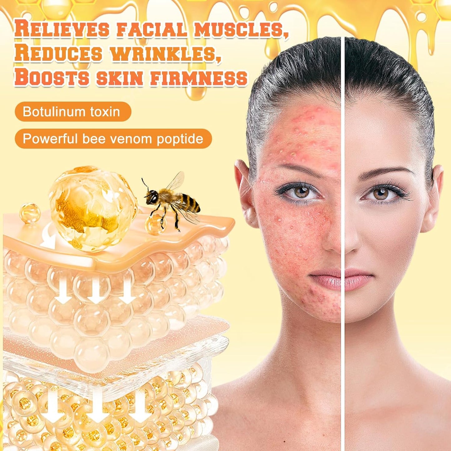 2PCS Bee Venom Skin Restoration Cream, Bee Venom Treatment Cream, Skin Treatment for Firming, Wrinkle Reduction & Moisturizing, Suitable for All Skin Types-FemmiqueWomen