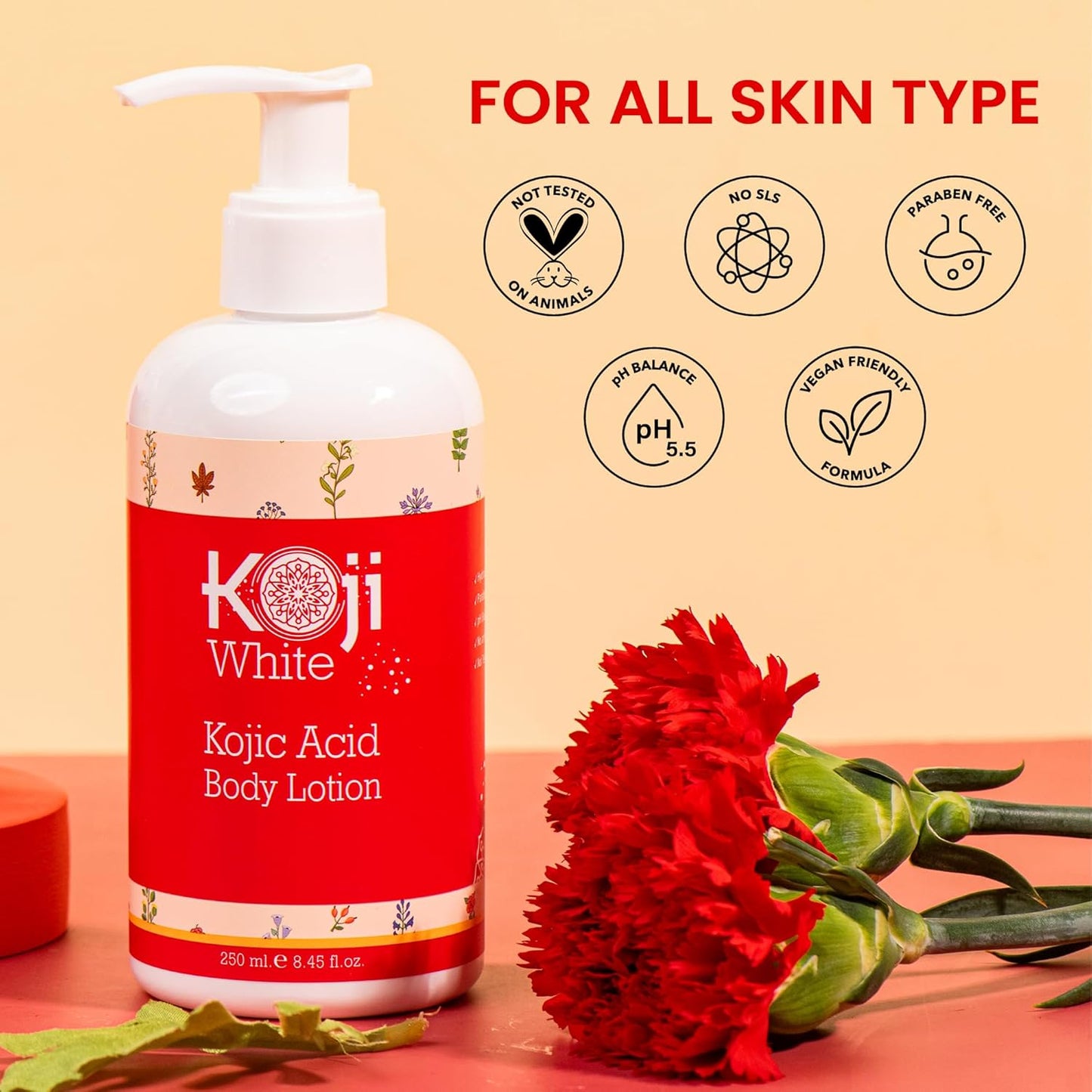 Koji White Kojic Acid Body Lotion – Vegan Moisturizing Lotion for Dry Skin, Hydrating and Nourishing, Paraben-Free, 8.45 Fl Oz-FemmiqueWomen