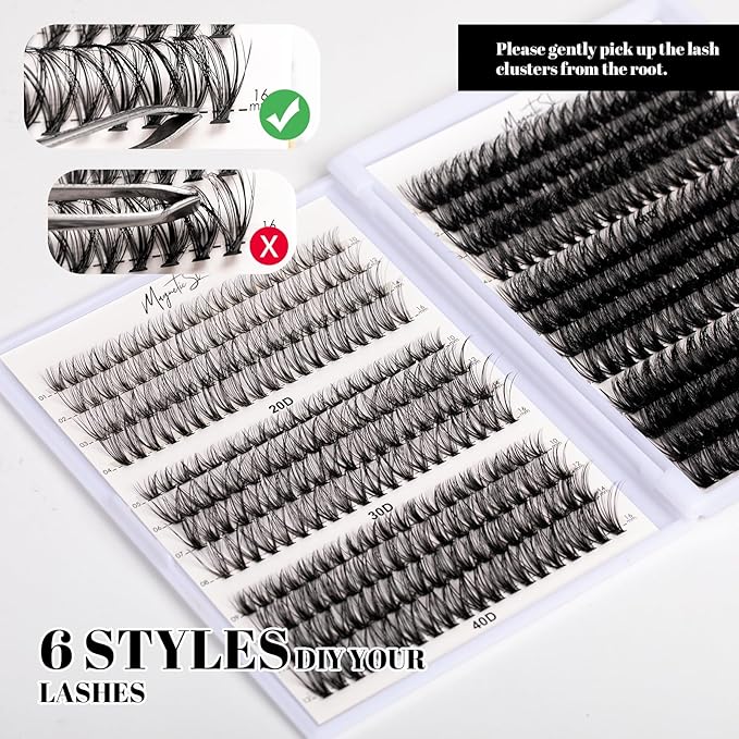 Lash Clusters 480 Clusters D Curl 10-20mm False Eyelash 60D 80D 100D Thick Eyelash Extension 20D 30D 40D Individual Eyelashes Multi-Style DIY Lash Extensions for Beginners(20D-100D-D, 10-20MIX)-FemmiqueWomen