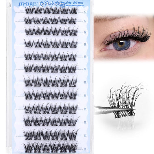 Natural Self Adhesive Eyelashes 10-16MM Wispy Press on Lashes Pre Glued Lash Clusters No Glue Needed Press on Eyelash Clusters Reusable Self Adhesive Lash Clusters Easy to Apply by JIMIRE-FemmiqueWomen