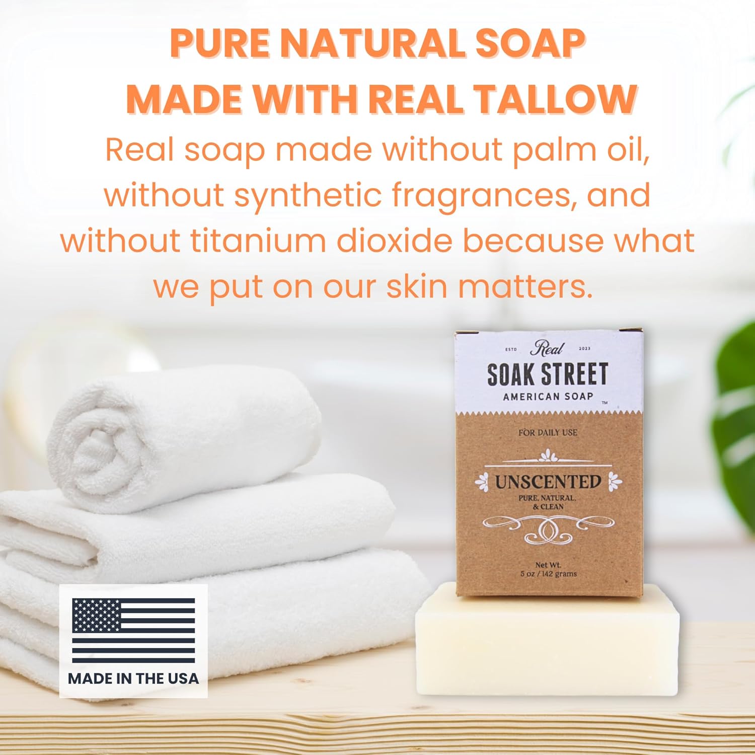 Real American Soap (Variety Bundle, 3 Pack) – Natural Bar Soap Made with Grass-Fed Tallow, Conditioning Lard, & Pure Coconut Oil – Unscented, Charcoal & Tea Tree Oil, & Lavender Goat Milk-FemmiqueWomen