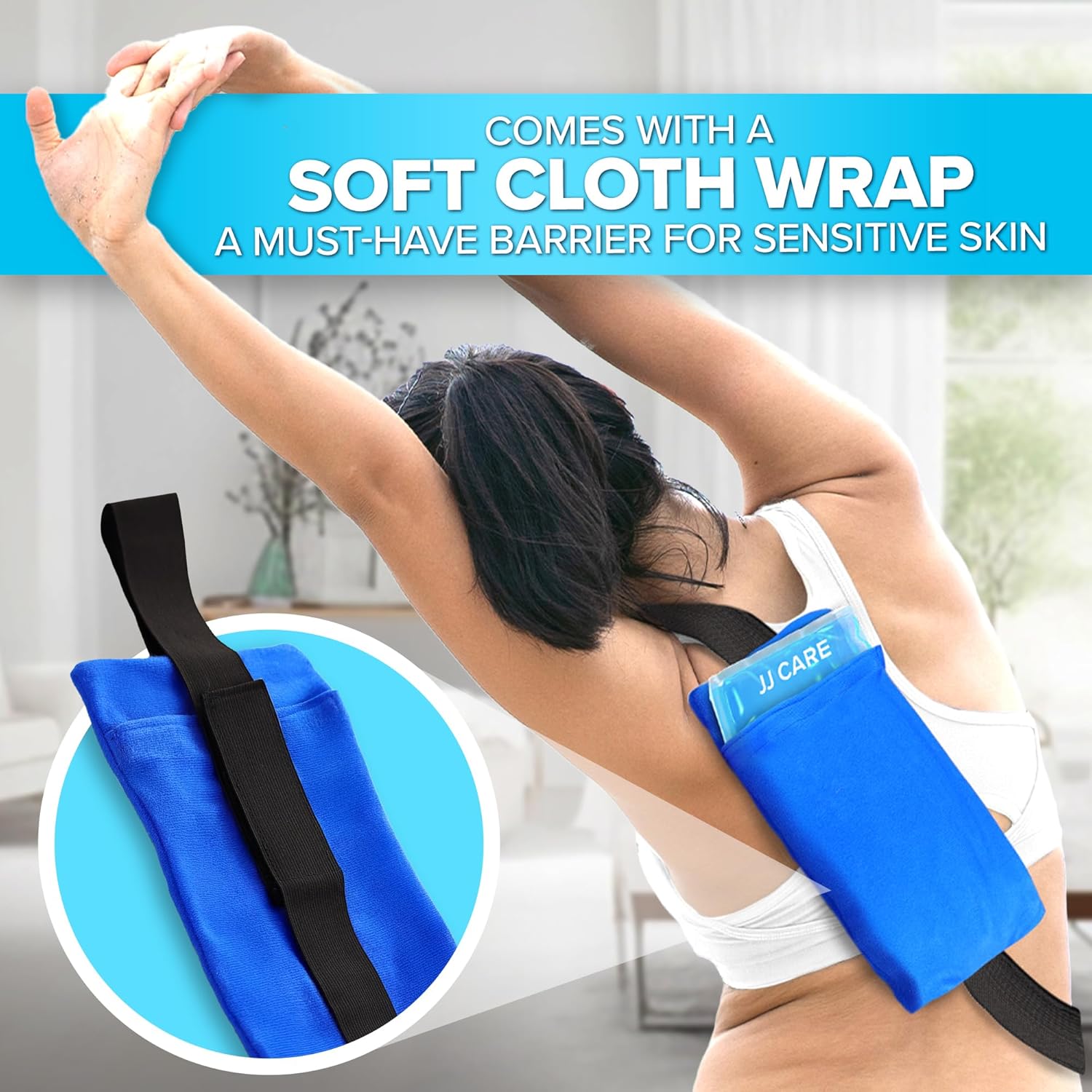 JJ CARE Gel Ice Packs Reusable (Pack of 2, XL) - Ice Packs for Injuries Reusable - Soft Ice Pack for Injuries with Wrap - Flexible Therapy, for Knee, Back, Neck, Wrist, & Ankle-FemmiqueWomen