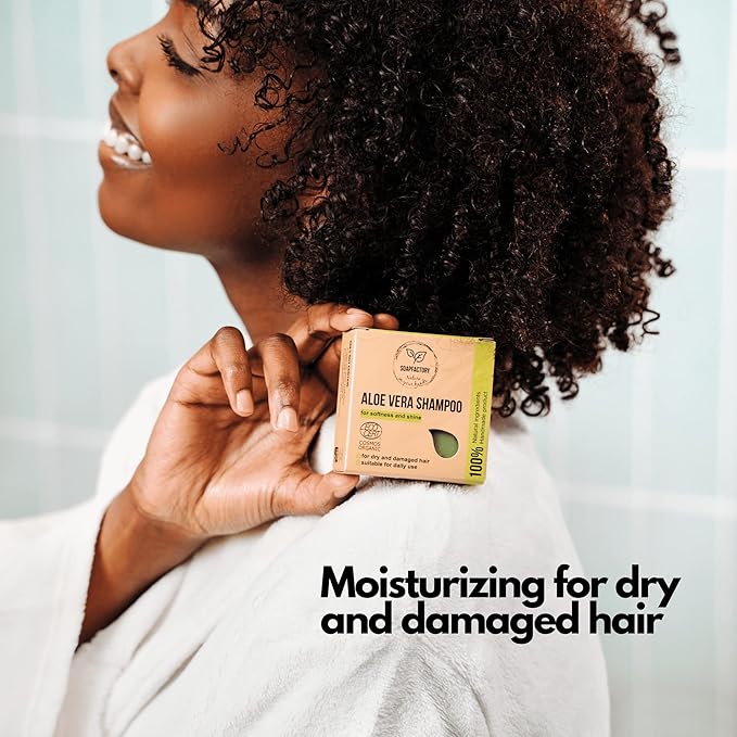 SoapFactory Organic Solid Shampoo Bar for thinning Hair, Hair Soap with Aloe Vera for Men and Women, 100% Natural, Vegan, Handmade, Plastic Free, 3 ounce-FemmiqueWomen