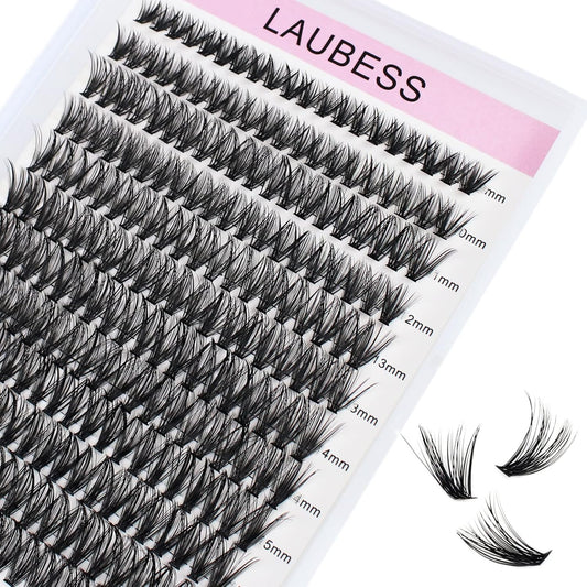 Cluster Lashes 240pcs 40D DIY Eyelash Extension D Curl Long Individual Lashes Mixed Tray Faux Mink Lash Clusters Extensions 0.07 0.10 Black (40D-0.07D-9-16mm)-FemmiqueWomen