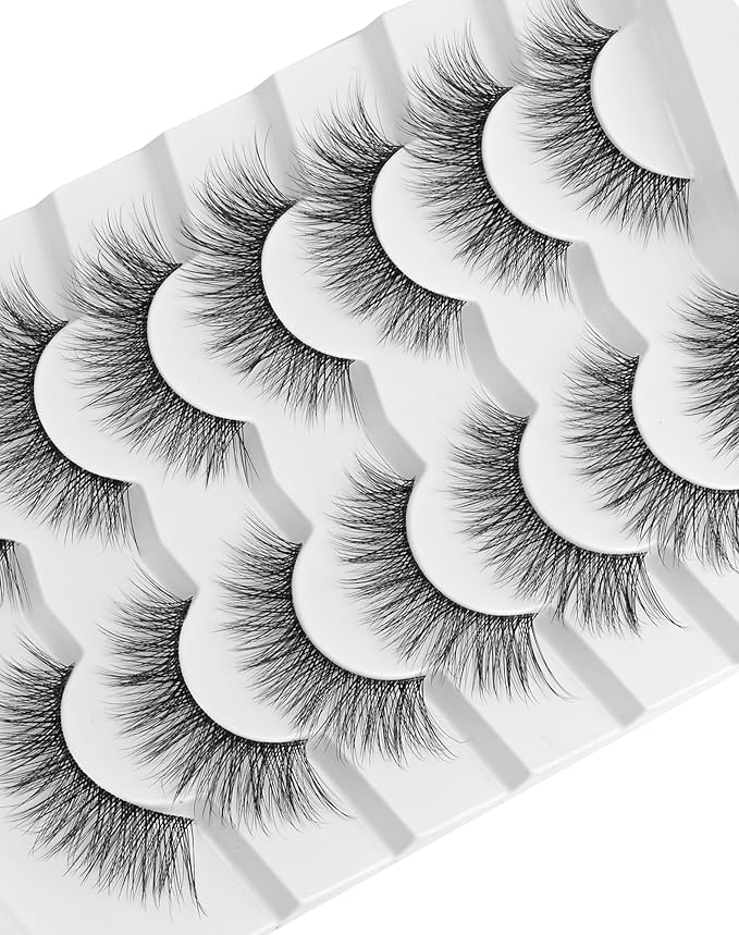Natural Lashes Wispy False Eyelashes Cat Eye 3D False Lashes Fluffy Fake Eyelashes Strip Eye Lashes Pack 7 Pairs-FemmiqueWomen