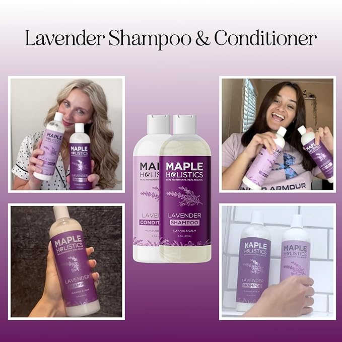 Aromatherapy Lavender Shampoo and Conditioner Set - Paraben and Sulfate Free Shampoo and Conditioner for Women with Chamomile Panthenol Jojoba Oil plus Cleansing and Calming Lavender Essential Oil-FemmiqueWomen