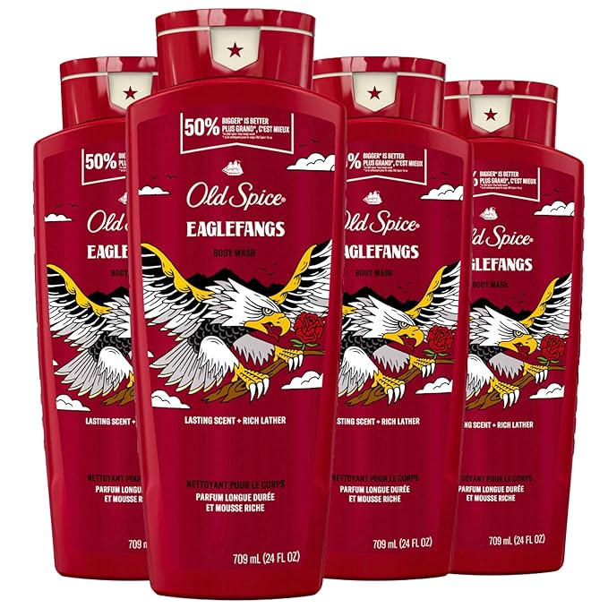 Old Spice Body Wash for Men, Eaglefangs, Long Lasting Lather, 24 fl oz (Pack of 4)-FemmiqueWomen