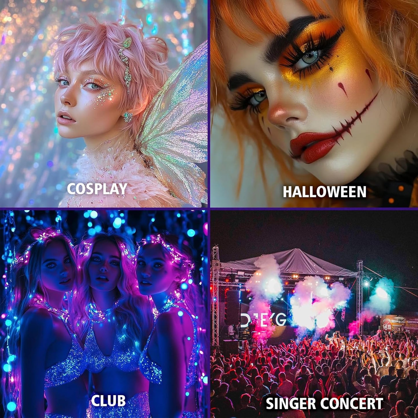 14 Colors Body Glitter,Face Glitter Makeup for Kids Women,Sparkly Chunky Hair Glitter for Eye Lip Nails,Mardi Gras Glitter Makeup Face Paint,Singer Concerts Disco Rave Festival Accessories-Hallowmas-FemmiqueWomen