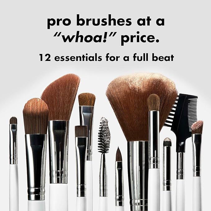 e.l.f. Professional Set of 12 Makeup Brushes, Pro-Worthy Makeup Brushes For A Flawless Full-Face Application, Vegan & Cruelty-Free-FemmiqueWomen