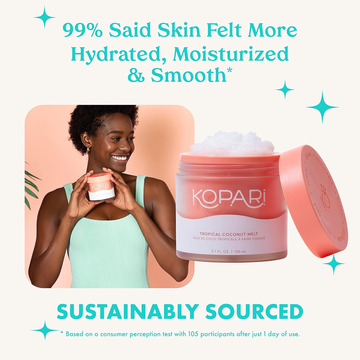 Kopari Organic Tropical Coconut Melt, Multi Purpose Moisturizer, 100% Unrefined Coconut Oil, Body, Hair and Face, Clean & All Natural, 5 oz-FemmiqueWomen