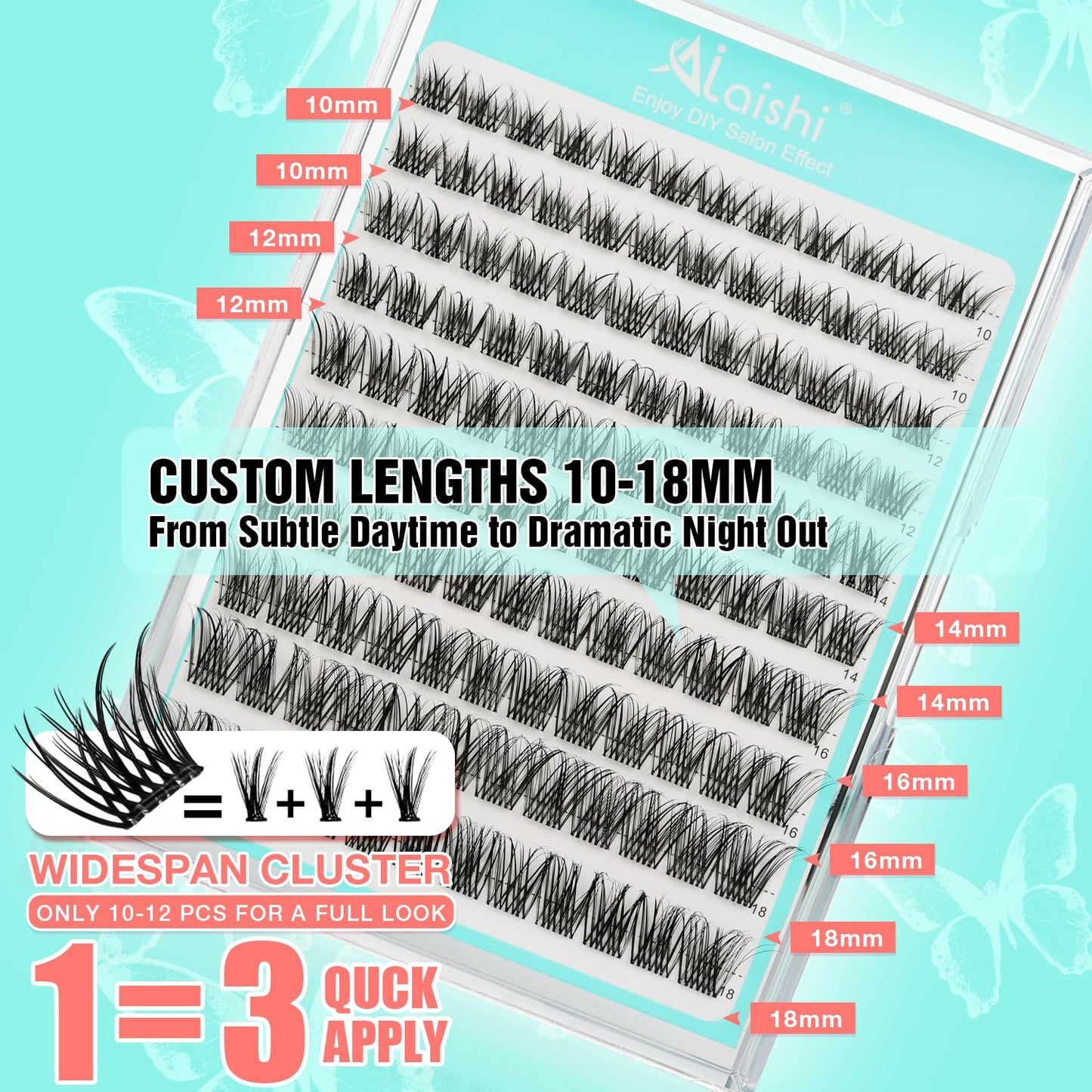 No Glue Needed Lashes, Self Adhesive Eyelashes, DIY Lash Cluster Eyelash Extensions Kit 10‑18mm,120pcs Fluffy D Curl Soft Natural Lashes with Tweezers–Fake Cat Eye Wispy Individual Clusters(NGDY101)-FemmiqueWomen