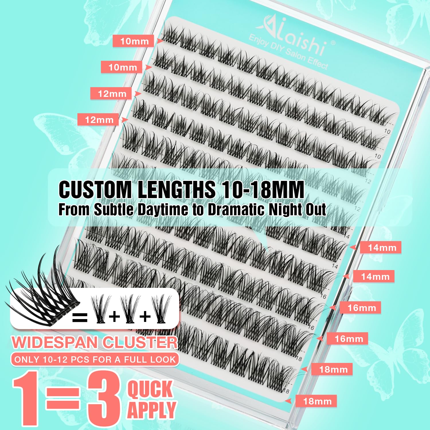 No Glue Needed Lashes, Self Adhesive Eyelashes, DIY Lash Cluster Eyelash Extensions Kit 10‑18mm,120pcs Fluffy D Curl Soft Natural Lashes with Tweezers–Fake Cat Eye Wispy Individual Clusters(NGDY101)-FemmiqueWomen
