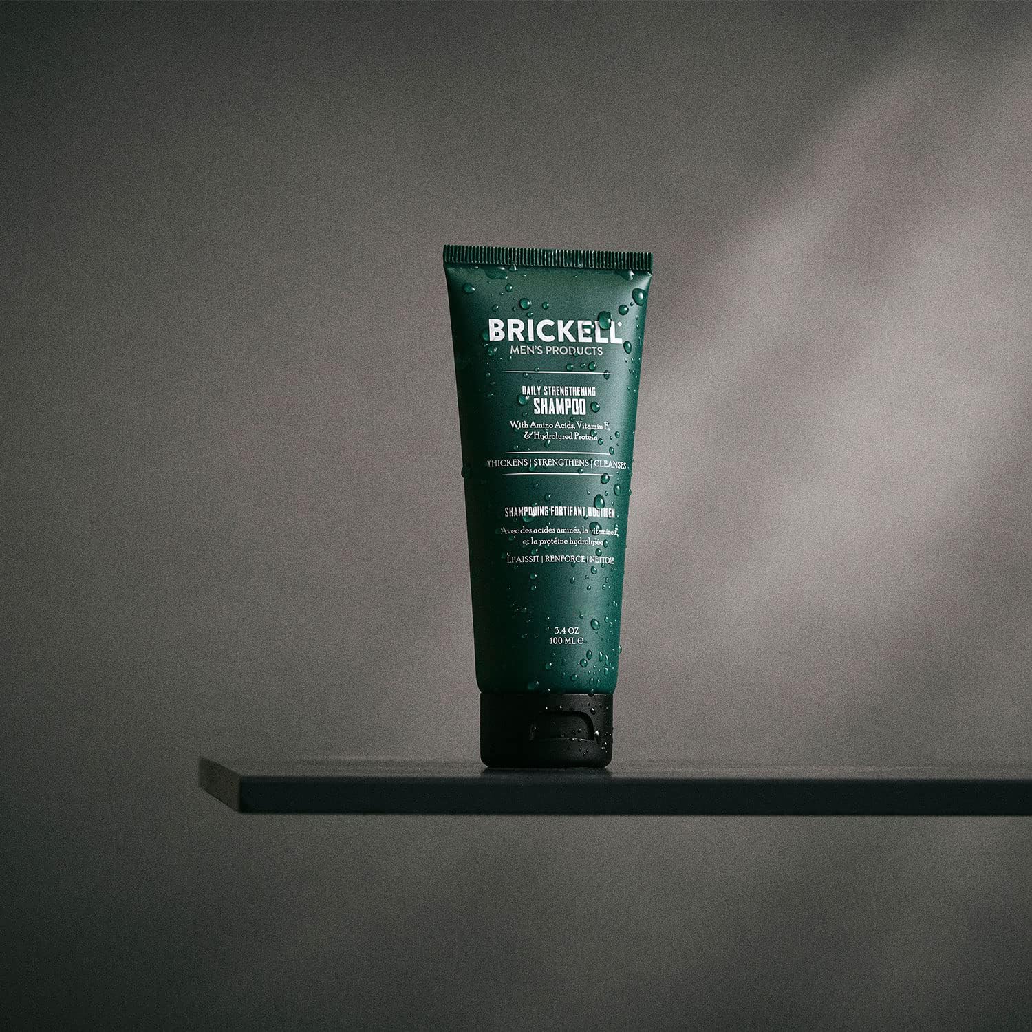 Brickell Men's Products Daily Strengthening Shampoo for Men, Natural and Organic Featuring Mint and Tea Tree Oil To Soothe Dry and Itchy Scalp, Sulfate Free and Paraben Free, 3.4 Ounce, Scented-FemmiqueWomen