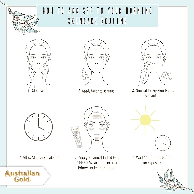 Australian Gold Botanical SPF 50 Tinted Face Sunscreen, Non-Chemical BB Cream, Water-Resistant, Matte Finish, Sensitive Skin, 3 FL Oz-FemmiqueWomen