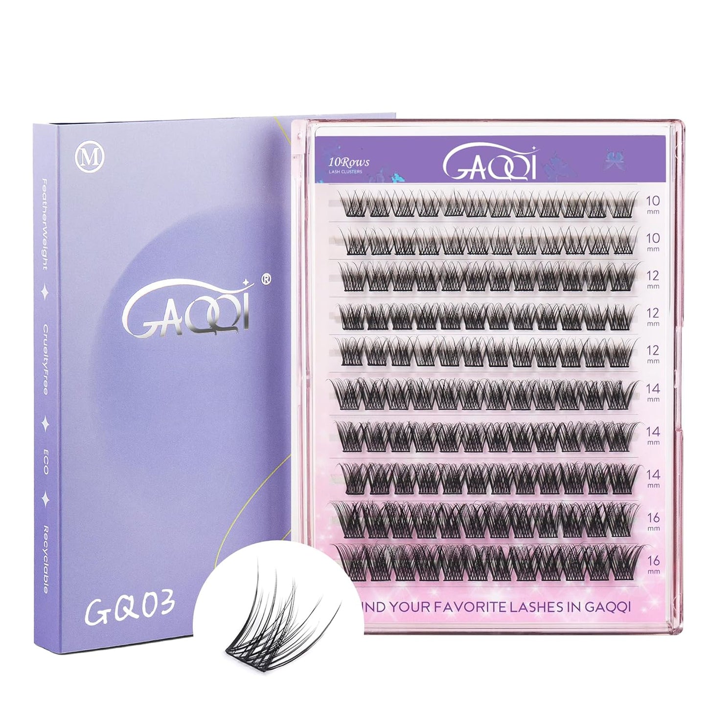 GAQQI Lash Clusters, Eyelash Clusters 120PCS D Curl Individual Lashes, Wispy Cluster Eyelash Extension 10-16mm Mixed Length, Natural Looking Cluster Lashes (GQ03, D Curl, 10-16mm)-FemmiqueWomen