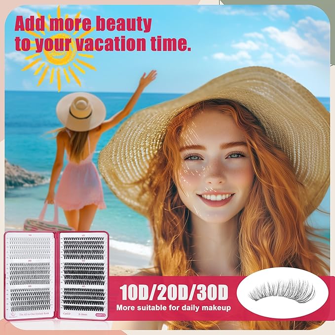 Lash Clusters 600PCS Lashes - Wispy Lash Clusters 10D 20D 30D+40D50D60D Individual Lashes Clusters D Curl Lash Extension 8-16MM Eyelash Clusters DIY Cluster Eyelash Extensions for Beginners Eyelashes-FemmiqueWomen