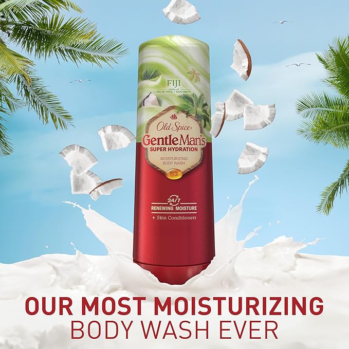 Old Spice Body Wash GentleMan’s Super Hydration for Men, 24/7 Renewing Moisture, Gentle on Skin with Skin Conditioners, Fiji with Palm Tree + Coconut Scent, 20 oz-FemmiqueWomen