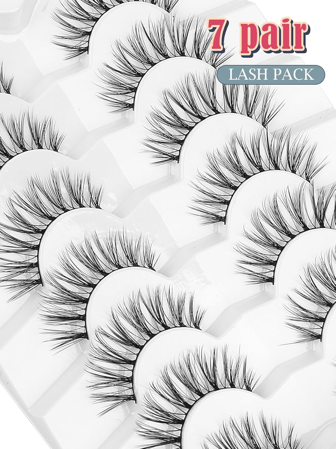 Strip Lashes Natural False Eyelashes Wispy Fake Eyelashes Soft False Lashes C Curl Natural Lash 13mm Siligli Eyelashes 7 Pair Eye Lashes Pack-FemmiqueWomen
