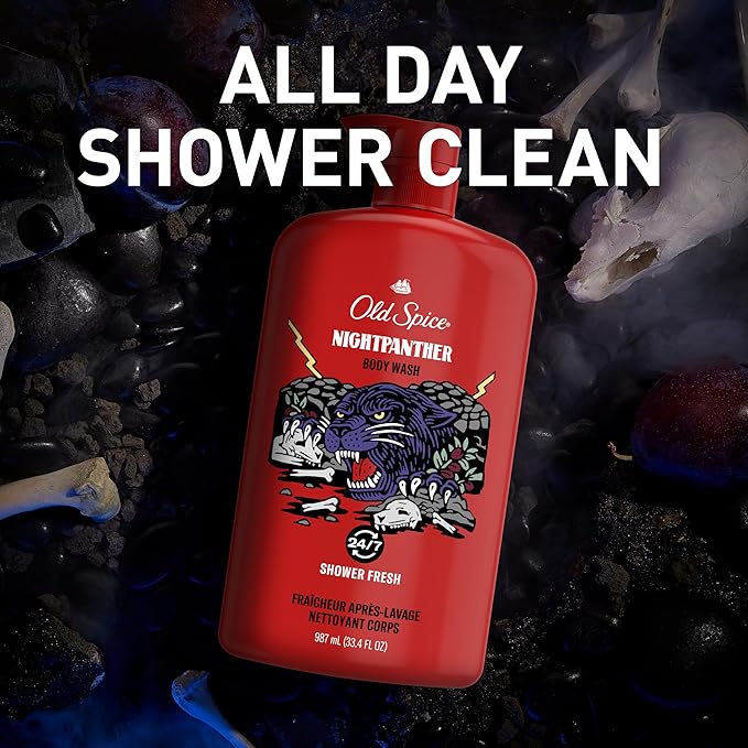 Old Spice Body Wash for Men, 3X Defense, 24/7 Shower Fresh with Long Lasting Lather, NightPanther Scent, 33.4 fl oz (Pack of 4)-FemmiqueWomen