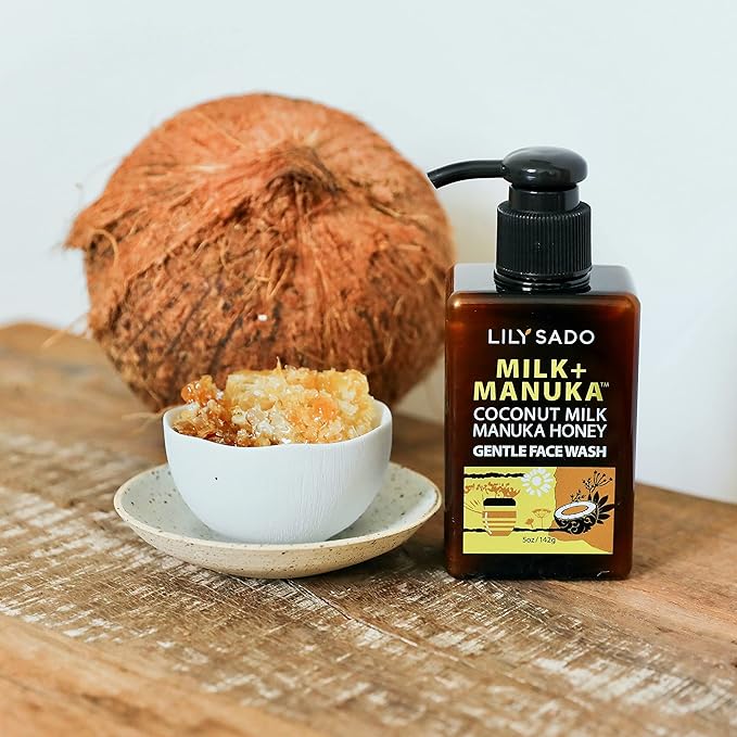 LILY SADO MILK+MANUKA™ Coconut Milk & Manuka Honey Gentle Gel Face Cleanser - Natural Cruelty-Free Facial Wash Cleanses, Balances, Soothes & Hydrates - Reduces Pores & Blackheads - 5oz-FemmiqueWomen