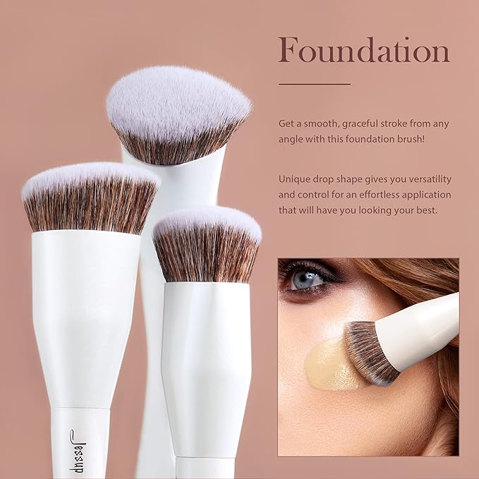 Jessup Make up Brushes 4pcs Face Makeup Brushes Set for Foundation Concealer Blush Contour Powder Highlighter, Pearl White T344-FemmiqueWomen