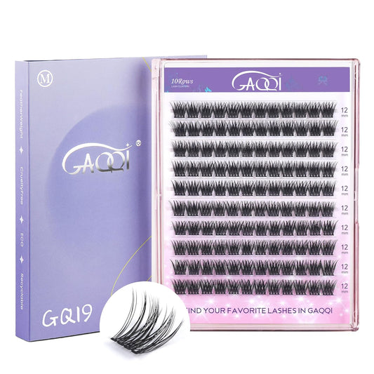 GAQQI Lash Clusters, GQ19 False Eyelashes DIY Lash Extensions C Curl Cluster Lashes 120PCS 12MM Only, Natural and Wispy Individual Lash Wisps (GQ19,12mm,C Curl )-FemmiqueWomen