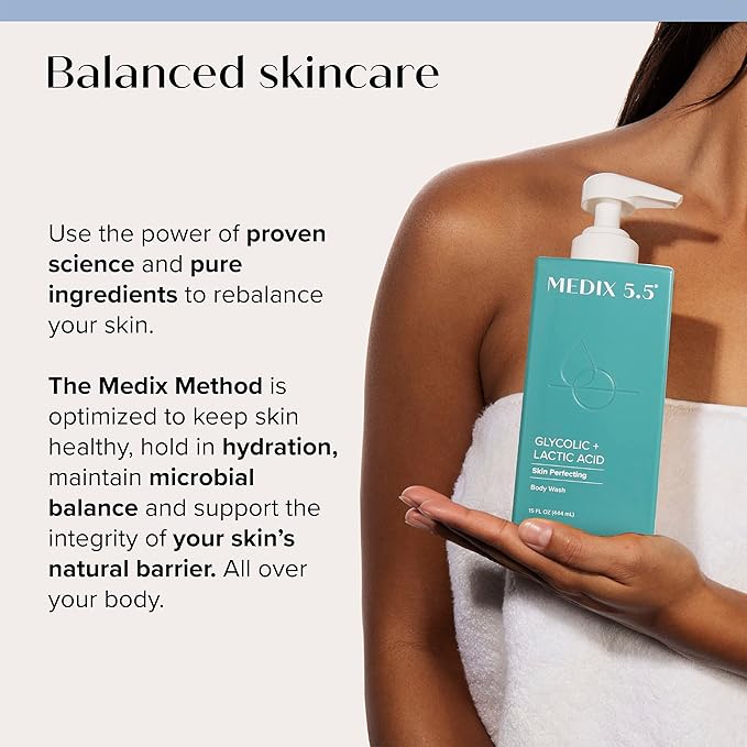 MEDIX 5.5 Body Scrub Skin Care Glycolic Acid Exfoliating Body Cleanser KP Bump Eraser | AHA + Lactic Acid Anti Aging All Skin Type Wash | Keratosis Pilaris & Acne | Body & Face Wash Exfoliate, 2-Pack-FemmiqueWomen