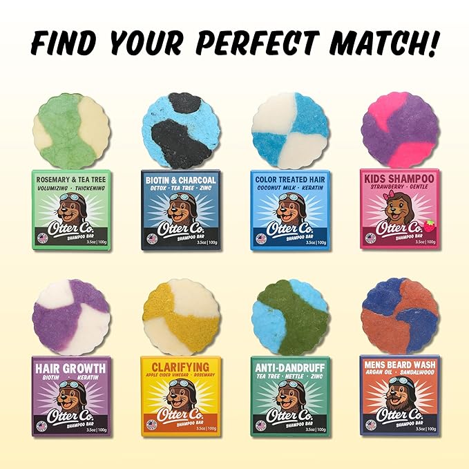 Otter co. Clarifying Apple Cider Vinegar Shampoo Bar for Build Up – Argan oil, Rosemary, Nettle, Jojoba oil – Vegan, Sulfate Free & Non Toxic – Women and Mens Shampoo, All Hair Types, Made in USA-FemmiqueWomen