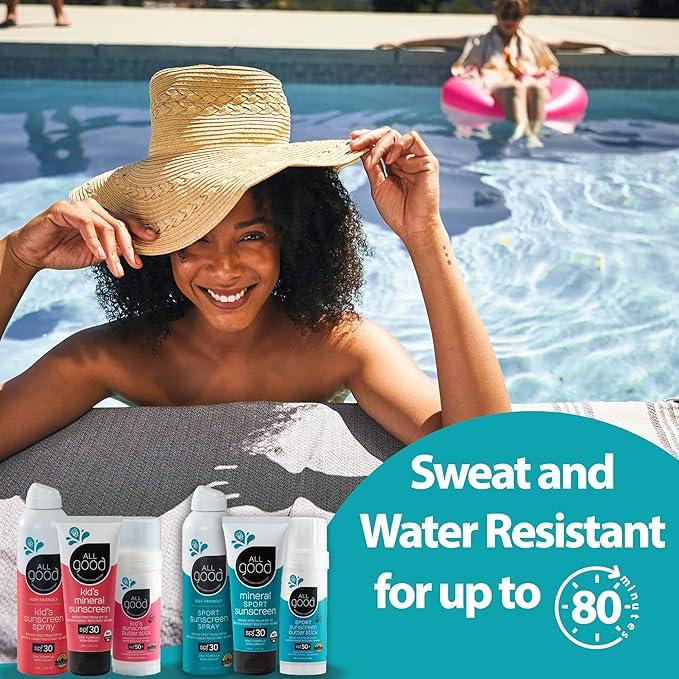 All Good Sport Mineral Sunscreen Lotion - Coral Reef Friendly, Water & Sweat Resistant, Face & Body, UVA/UVB Broad Spectrum SPF 30+ (3 oz)(3-Pack)-FemmiqueWomen