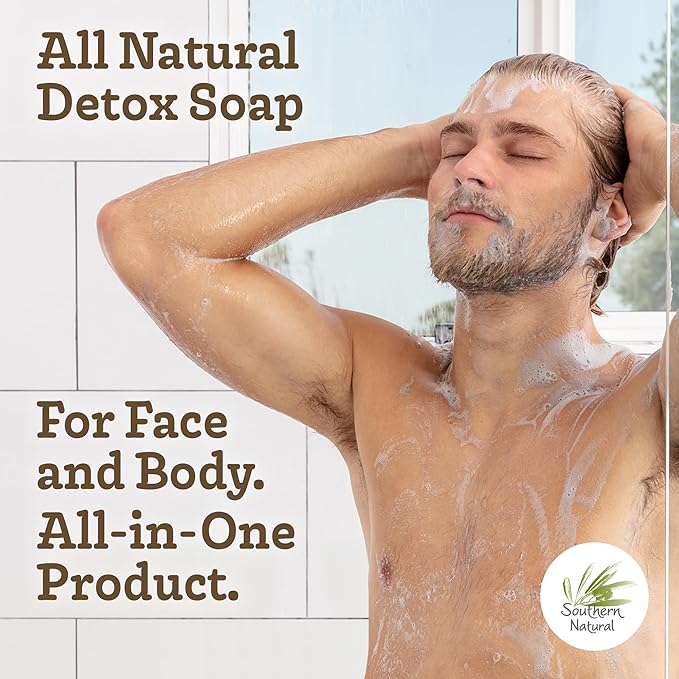 Southern Natural Activated Charcoal Soap Bar (3 Pack) Face and Body Soap For Sensitive Skin With Dead Sea Mud, Goat Milk & Peppermint Essential Oil-FemmiqueWomen