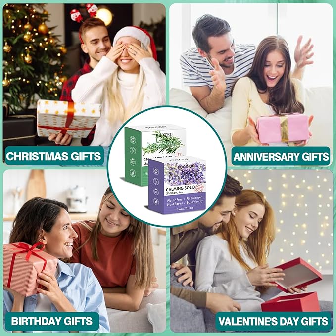 2 Pack Rosemary Lavender Hair Shampoo Bar,Deep Cleansing for Scalp Hair Loss Shampoo Soap,Organic Shampoo Oil Control for Hair Growth,Refreshing and Hydrating Bar,Gifts for Women Men-FemmiqueWomen