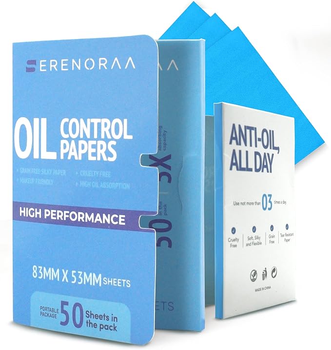 Oil Blotting Sheets for Face - Portable 1x50 Blue Oil Wipes Sheets for Face - Japanese High Performance Technology Makeup Blotting Paper -Grain Free Softer Oil Pads Absorbing Face Oil Tissues for Face-FemmiqueWomen