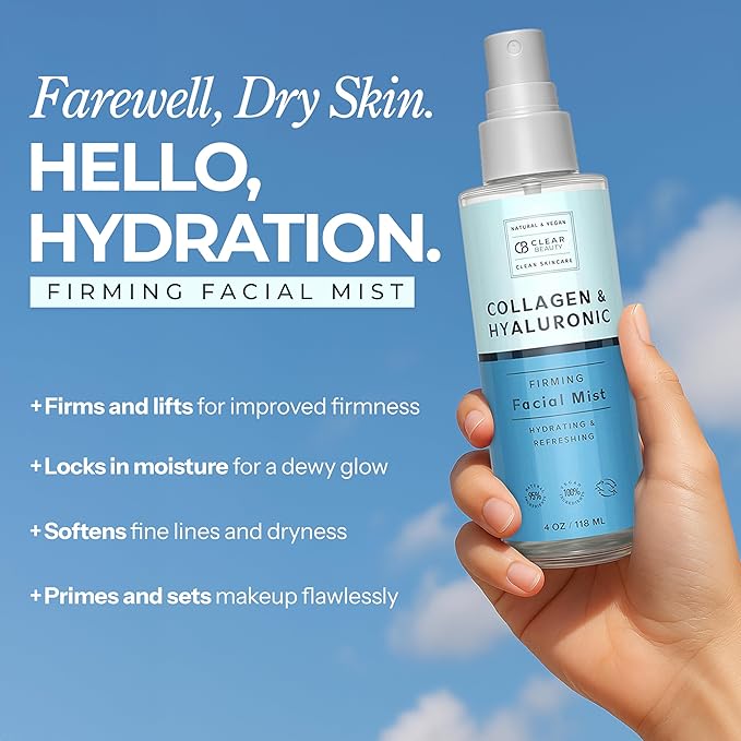 Hyaluronic Acid & Collagen Face Mist - Dermatologist Tested, Moisturizes & Tones Skin, Anti-Aging, Natural Ingredients, Cruelty-Free, 95% Natural - All Skin Types - 4 OZ-FemmiqueWomen