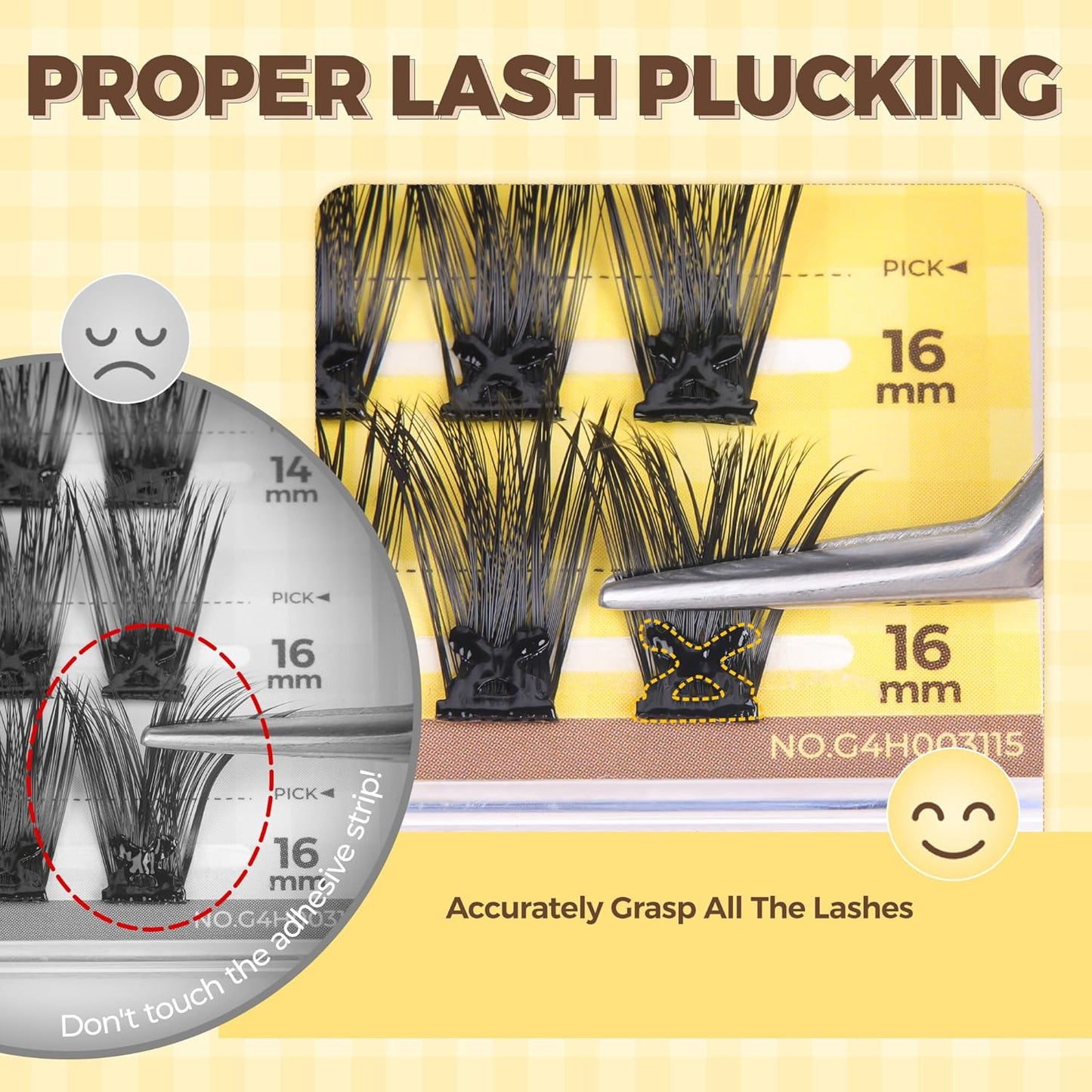 PopUp Self Adhesive Eyelashes Clusters, Press On Lashes Pre Glued Eyelash Extension Kit with Lash Tweezer,10-16mm No Glue No Remover Needed Self Adhesive Lashes Clusters NM03-FemmiqueWomen