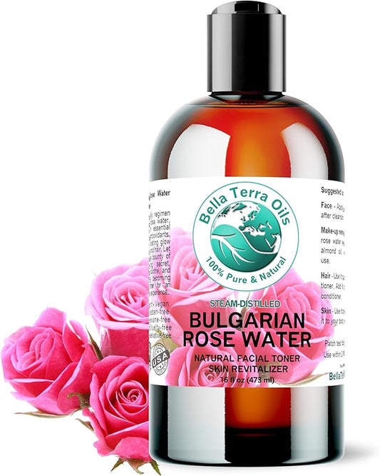 Bella Terra Oils - Rosewater Spray 16 oz - Embrace The Timeless Beauty of Pure Organic Rose Water, Ideal for Skin & Hair, Immerse in Natural Rose Fragrance-FemmiqueWomen