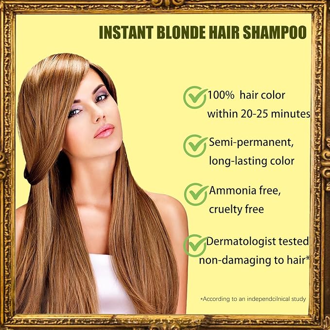Blonde Brown Hair Dye Shampoo 3 in 1 - Instant Shampoo Para Pintar el Cabello Refresh Hair Color, Herbal Shampoo Hair Dye for Women Men, Easy to Use & Long Lasting Hair Color Shampoo 16.90 oz-FemmiqueWomen