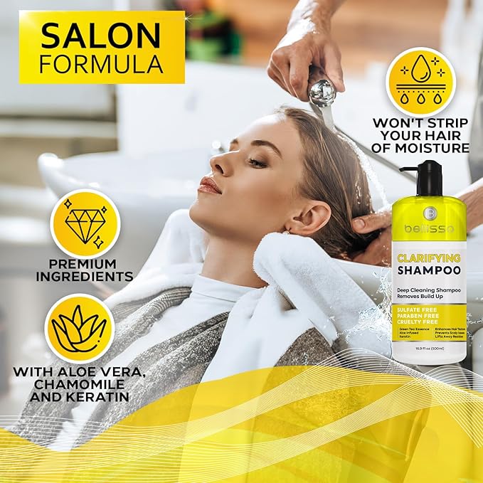Clarifying Shampoo for Women and Men - Ideal for Oily Hair and Build Up - Gentle, Moisturizing Sulfate Free Formula - Safe for Color Treated, Curly Perms and Dry Scalps - Remove Chlorine for Swimmers-FemmiqueWomen