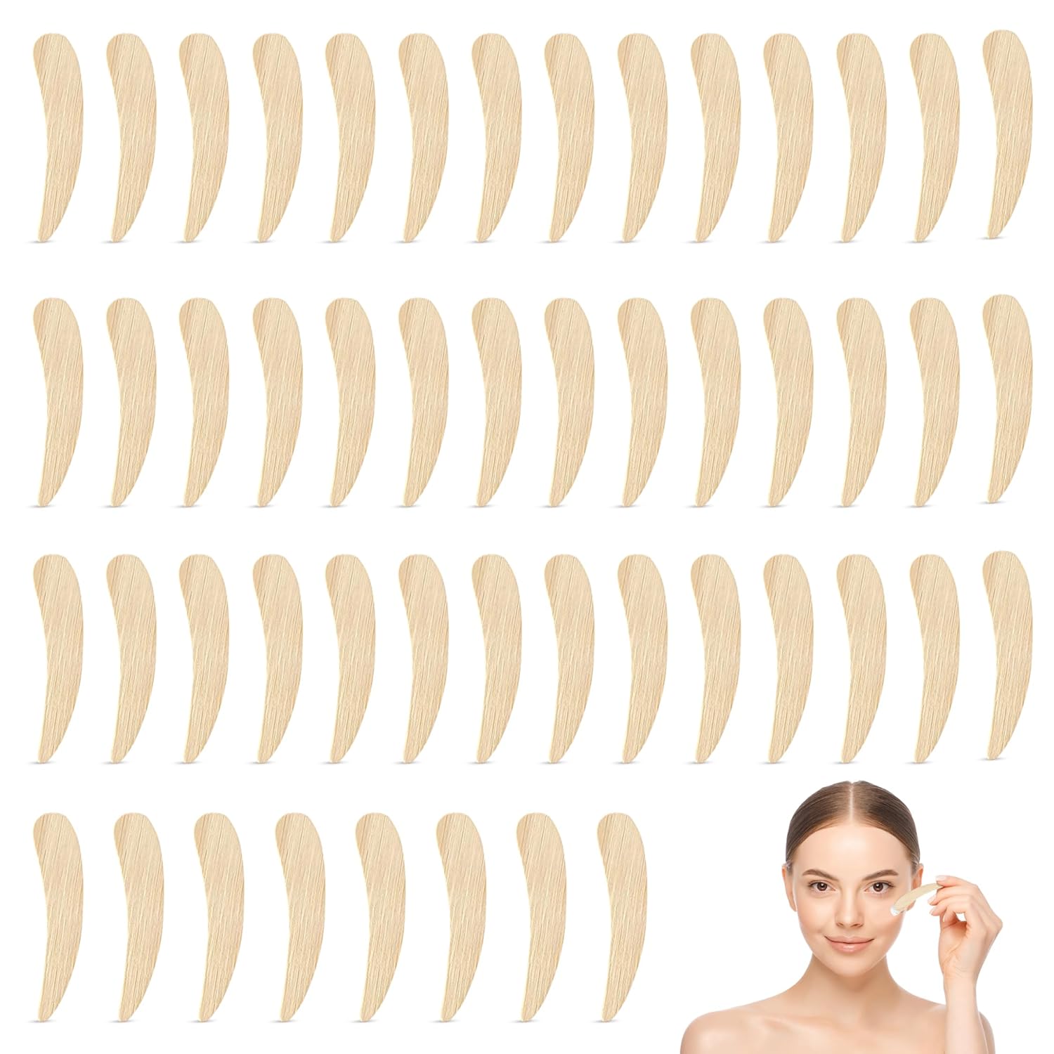 Bamboo 50-pack Cosmetic Facial Makeup Spoon Spatula Mini Makeup Spatula, Biodegradable Compostable Cosmetic Cream Spatulas Spoon, Skincare Scoop Applicator Facial Massage Beauty BPA FREE (Standard)-FemmiqueWomen