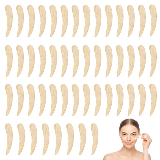 Bamboo 50-pack Cosmetic Facial Makeup Spoon Spatula Mini Makeup Spatula, Biodegradable Compostable Cosmetic Cream Spatulas Spoon, Skincare Scoop Applicator Facial Massage Beauty BPA FREE (Standard)-FemmiqueWomen