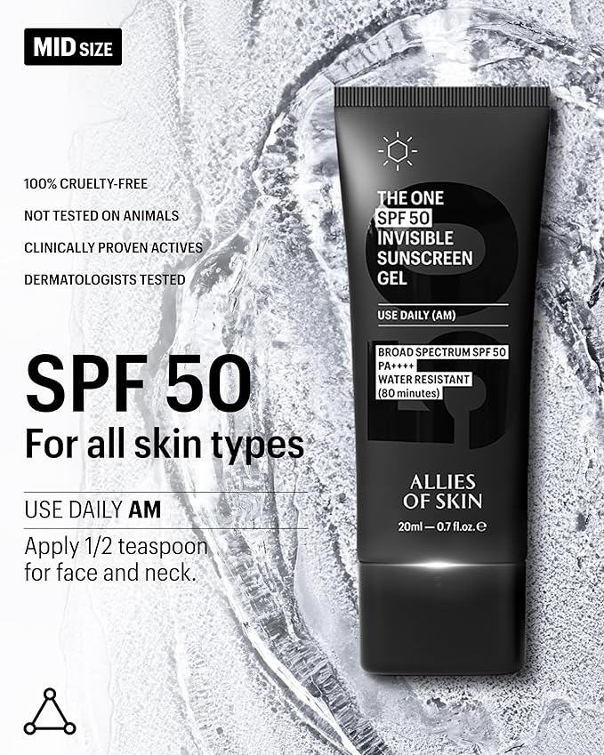 Allies of Skin Daily Face Sunscreen SPF 50, Travel Size | Zero White Cast Lightweight Formula | Dermatologist Tested Under Makeup Primer| Water-Resistant & PA++++ Broad Spectrum UVA/UVB (0.7 oz)-FemmiqueWomen